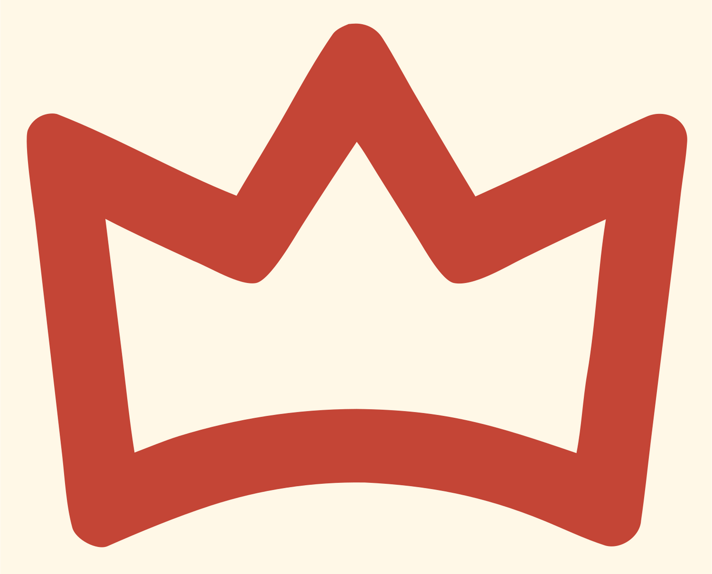 Monoline Crown Outline Icon #fff8e7/#c44536
