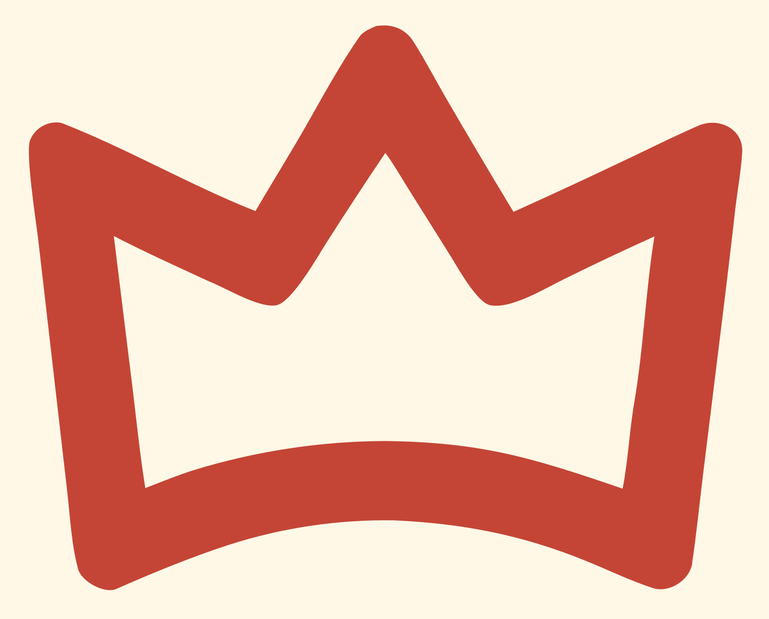 Monoline Crown Outline Icon #fff8e7/#c44536