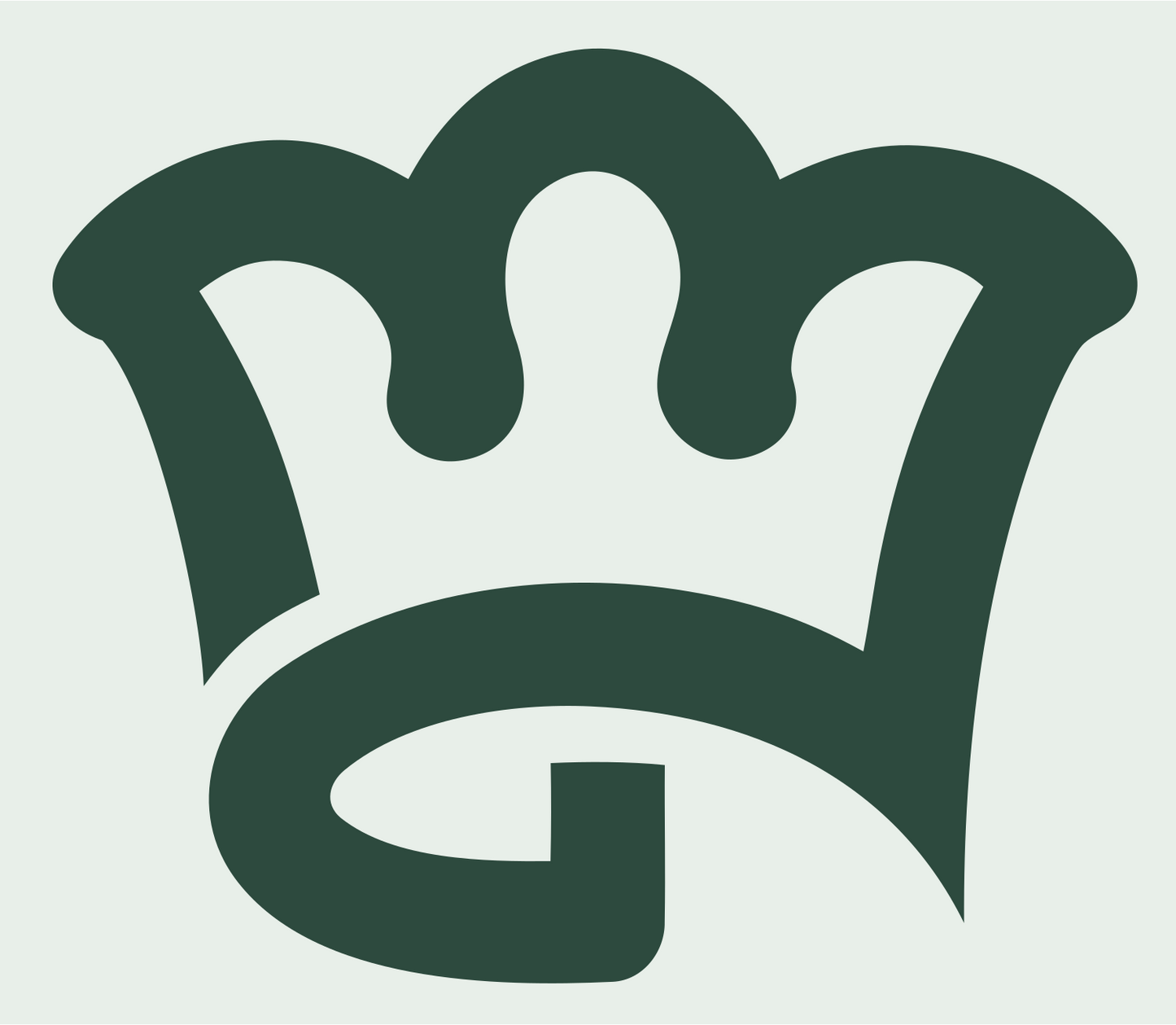 Monoline Crown Scroll Emblem #e8efe9/#2d4a3e