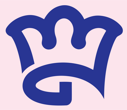 Monoline Crown Scroll Emblem #fce4ec/#283593