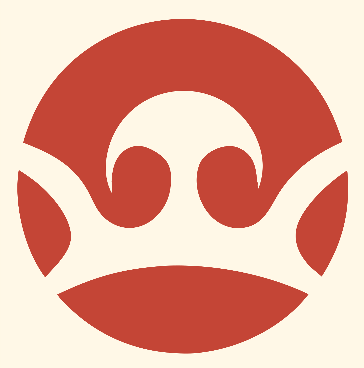 Negative Space Crown Circle Badge #fff8e7/#c44536
