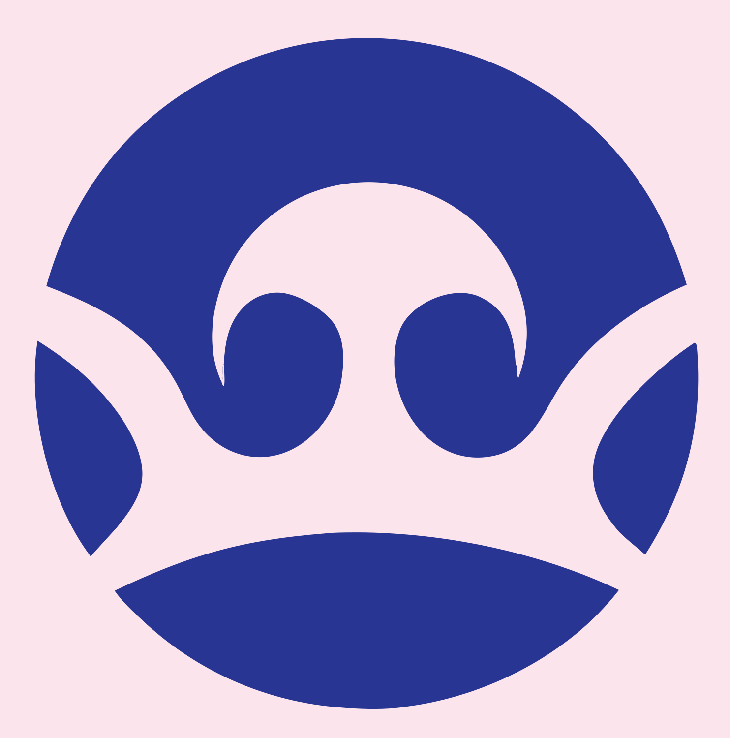 Negative Space Crown Circle Badge #fce4ec/#283593