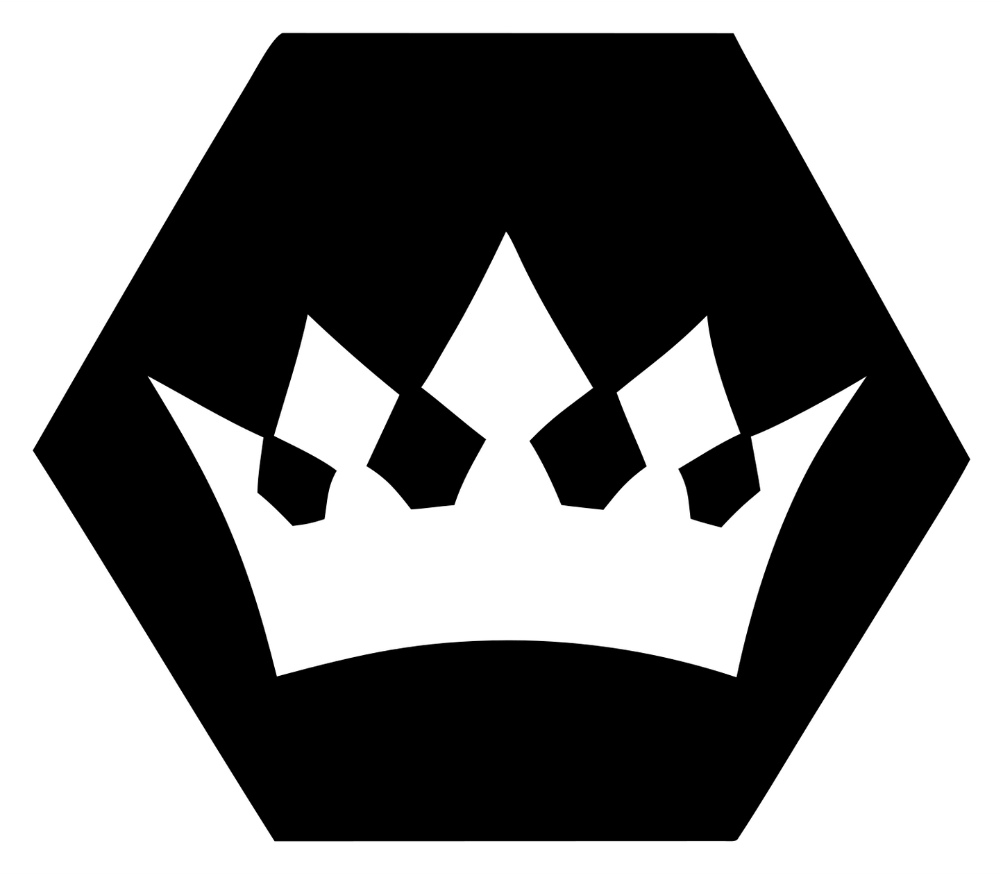 Hexagon Crown Negative Space Badge #ffffff/#000000