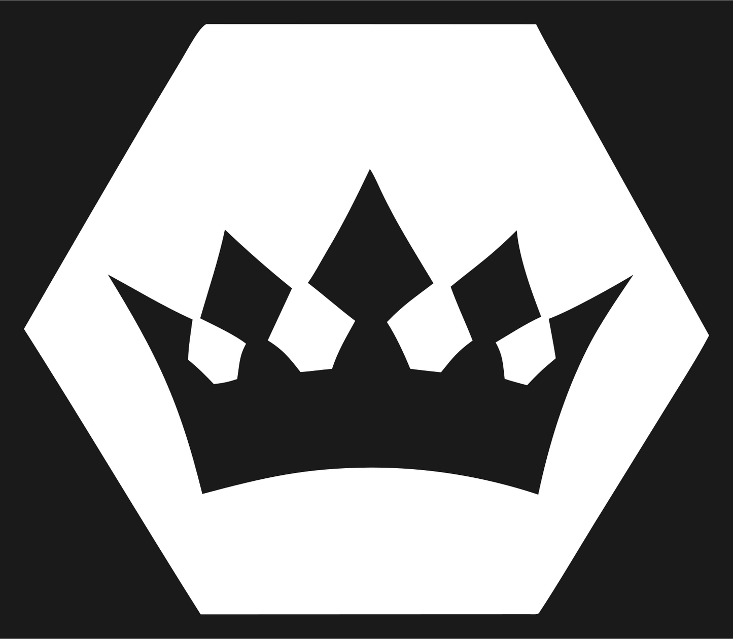 Hexagon Crown Negative Space Badge #1a1a1a/#ffffff