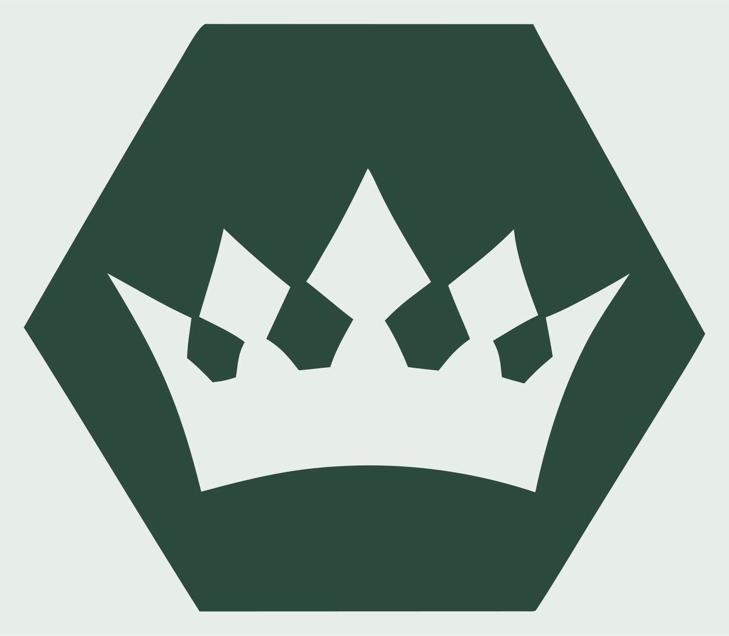 Hexagon Crown Negative Space Badge #e8efe9/#2d4a3e