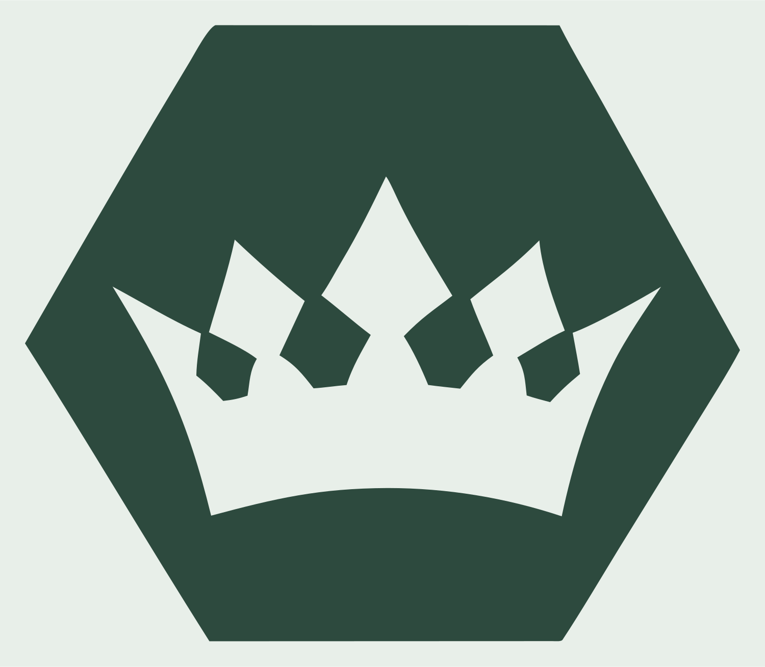 Hexagon Crown Negative Space Badge #e8efe9/#2d4a3e