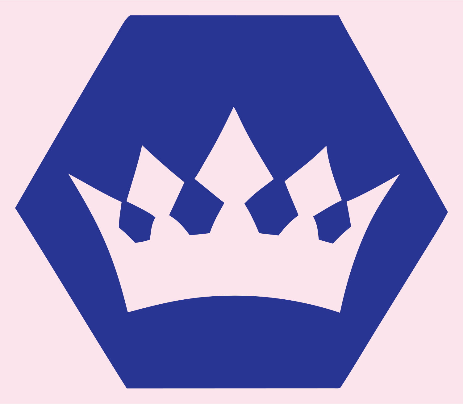 Hexagon Crown Negative Space Badge #fce4ec/#283593
