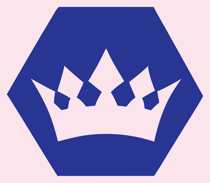 Hexagon Crown Negative Space Badge #fce4ec/#283593