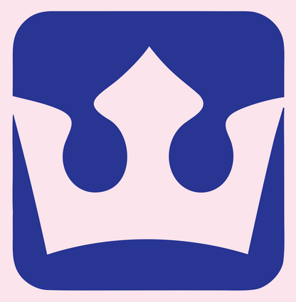 Negative Space Crown Square Badge #fce4ec/#283593