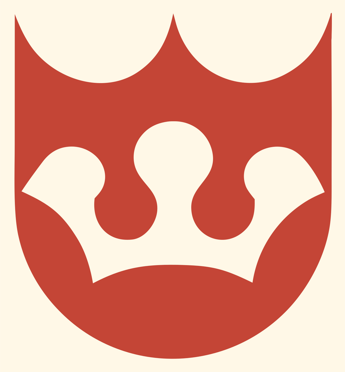Shield Crown Negative Space Crest #fff8e7/#c44536