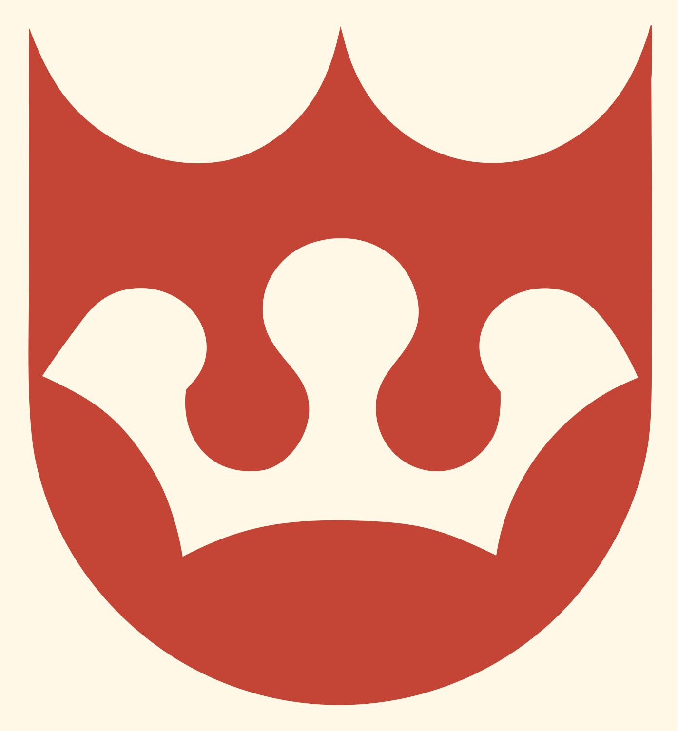 Shield Crown Negative Space Crest #fff8e7/#c44536
