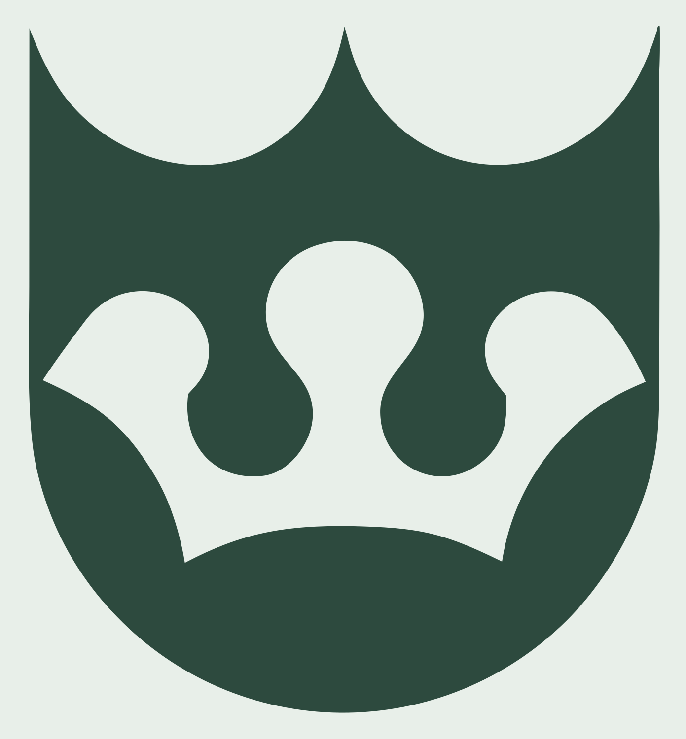 Shield Crown Negative Space Crest #e8efe9/#2d4a3e
