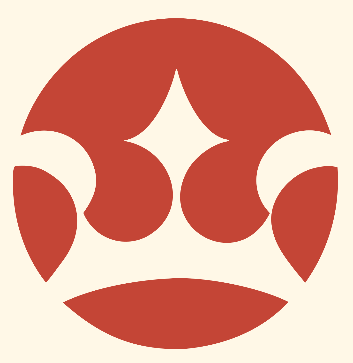 Sparkle Crown Circle Mark #fff8e7/#c44536