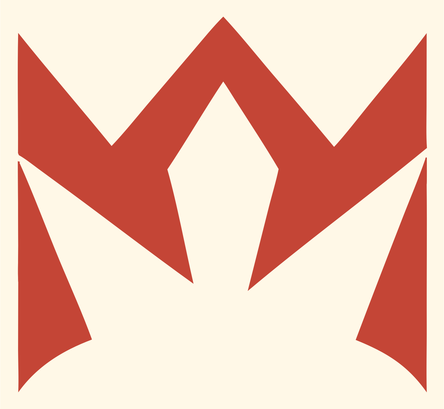 Jagged Crown Negative Space Logo #fff8e7/#c44536