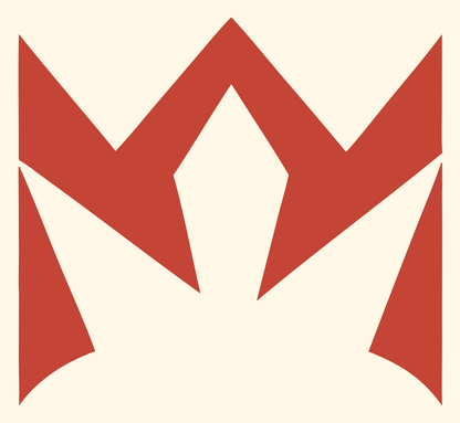 Jagged Crown Negative Space Logo #fff8e7/#c44536