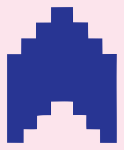 Pixel Crown Retro Badge #fce4ec/#283593