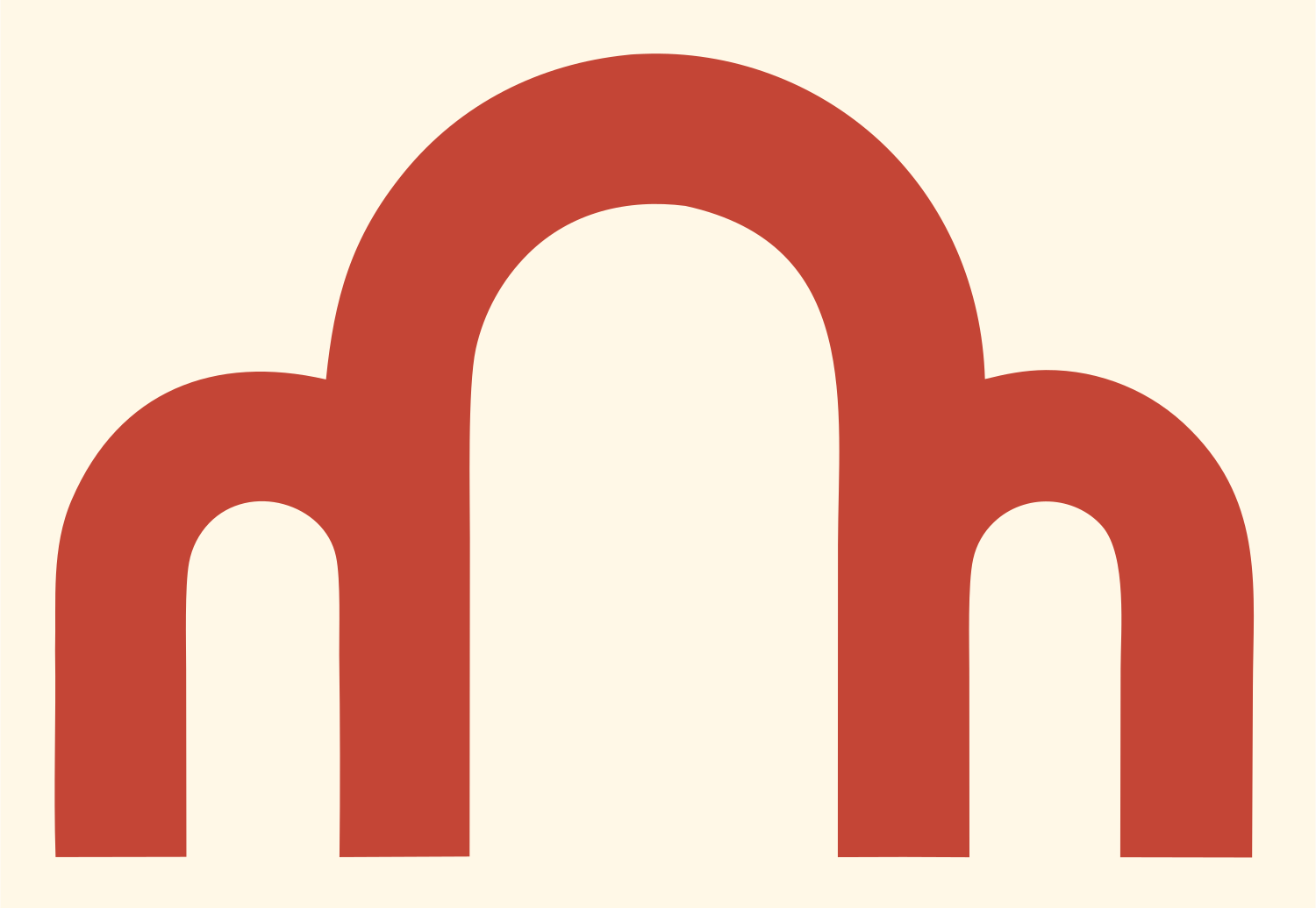 Blocky Arch Crown Mark #fff8e7/#c44536