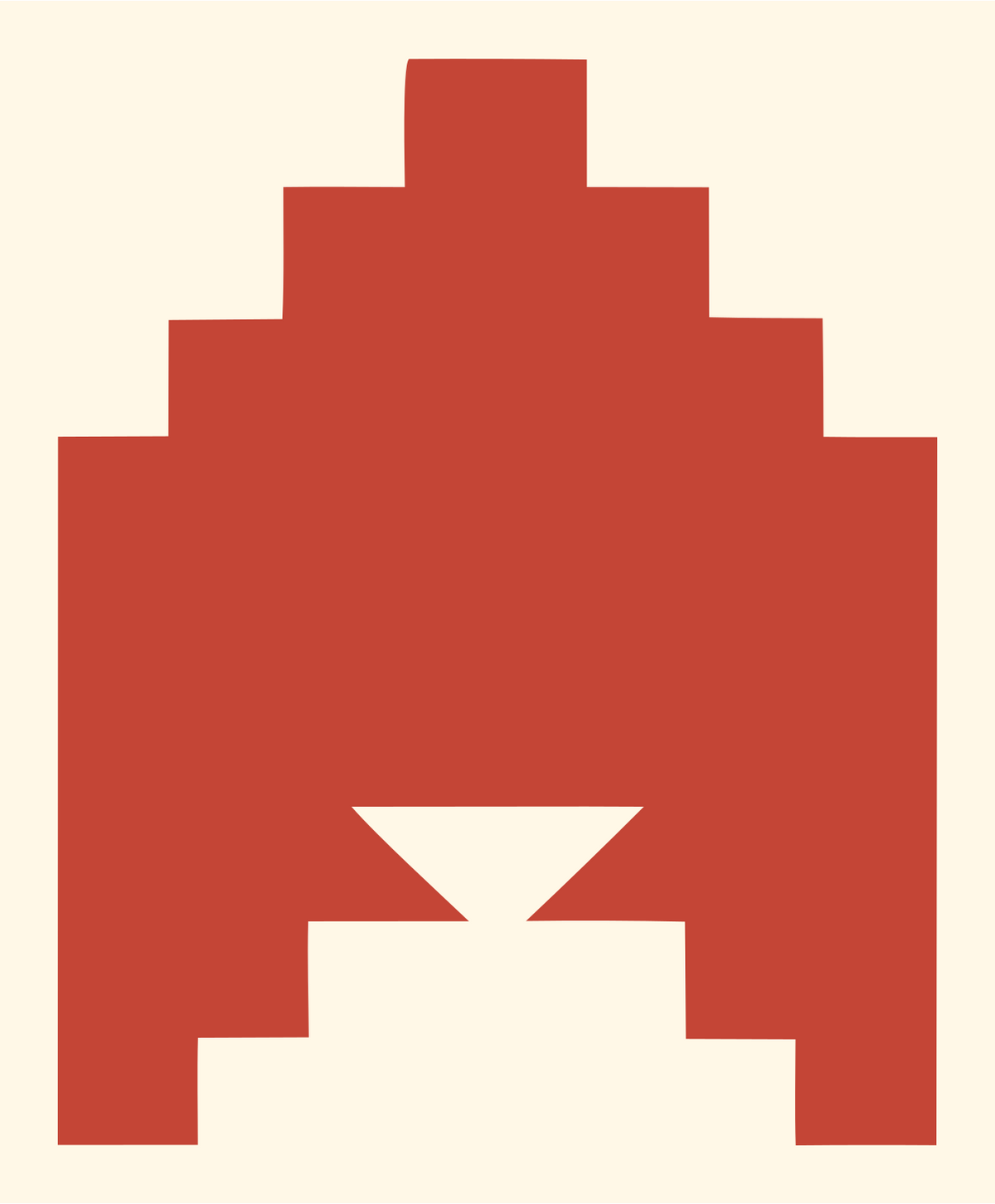 Pixel Crown Stepped Emblem #fff8e7/#c44536