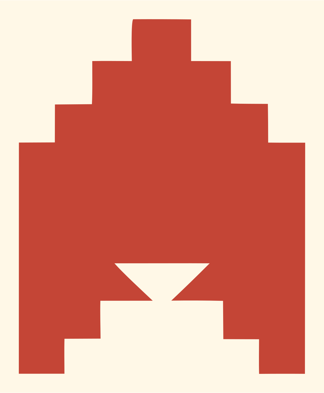 Pixel Crown Stepped Emblem #fff8e7/#c44536