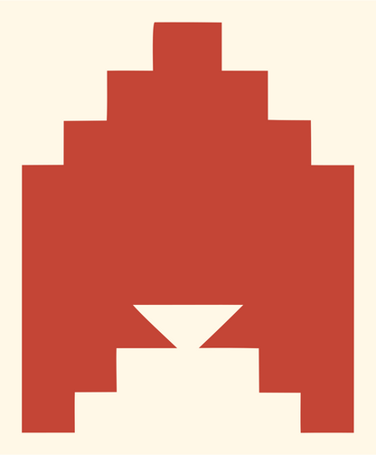 Pixel Crown Stepped Emblem #fff8e7/#c44536