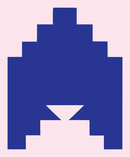 Pixel Crown Stepped Emblem #fce4ec/#283593