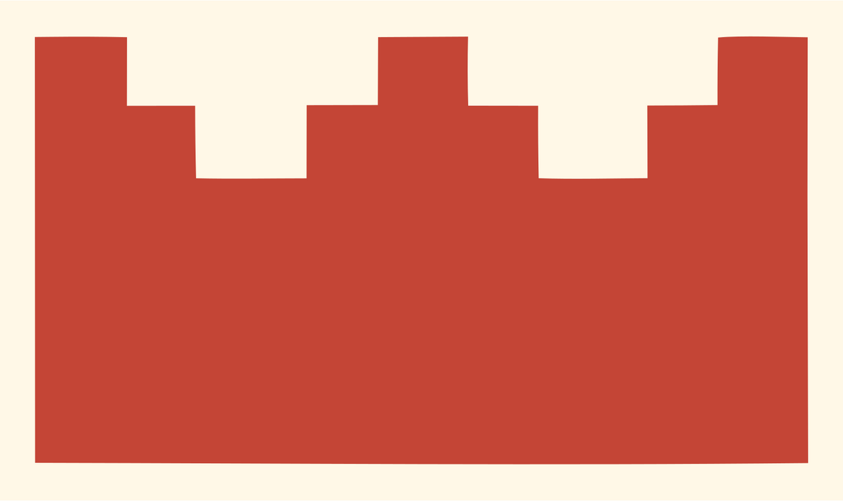 Chunky Battlement Crown Icon #fff8e7/#c44536