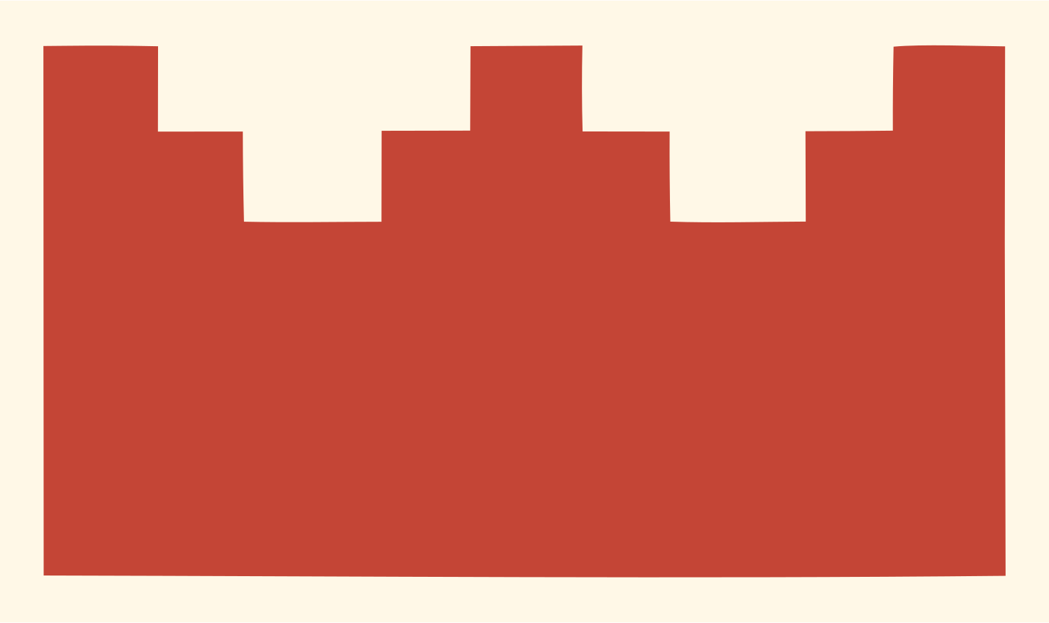 Chunky Battlement Crown Icon #fff8e7/#c44536