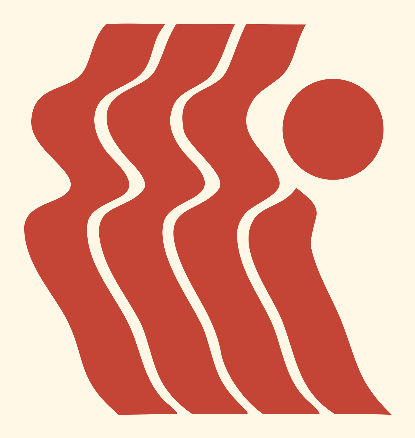Bold Wavy Crown Figure Mark #fff8e7/#c44536