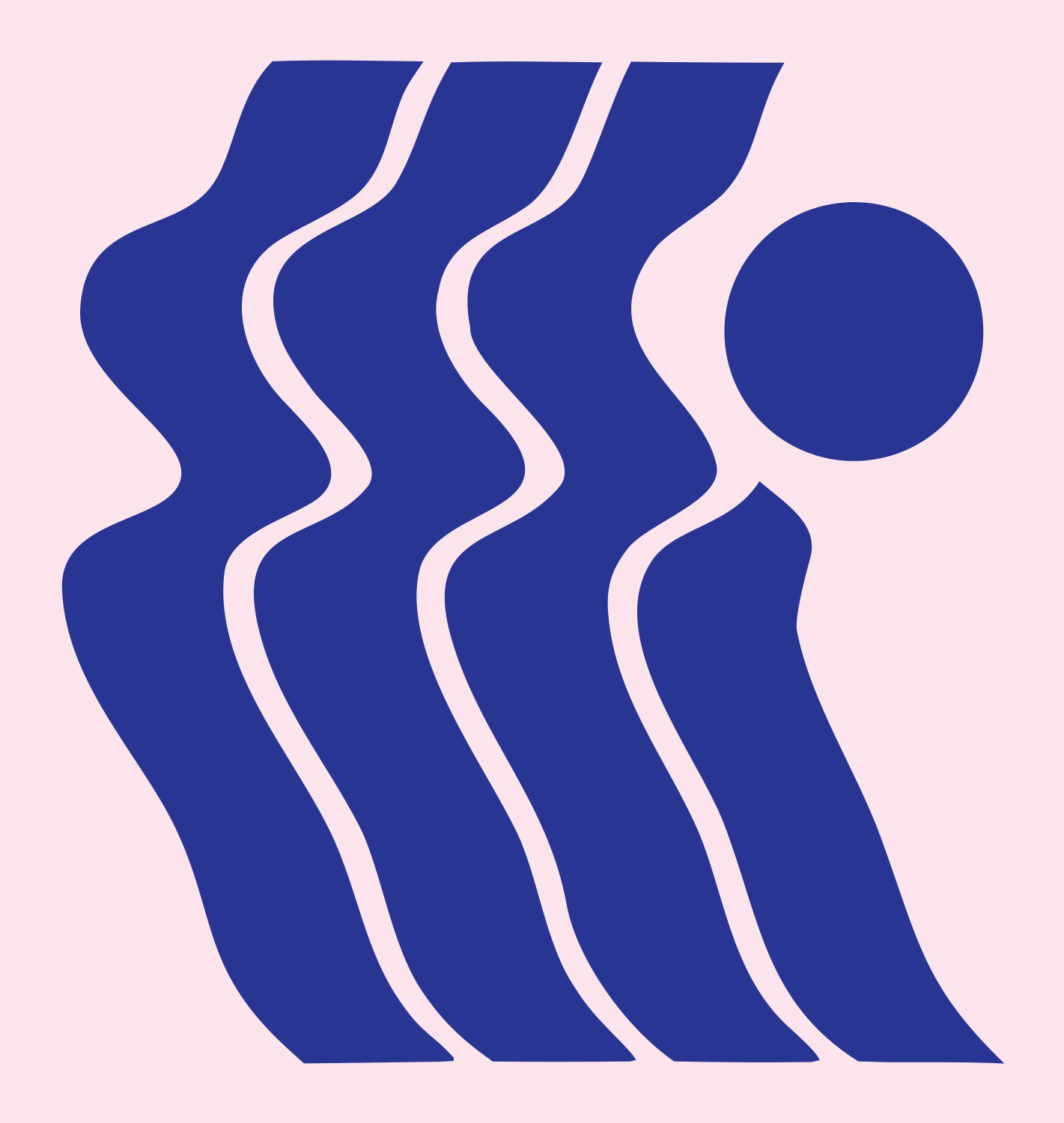 Bold Wavy Crown Figure Mark #fce4ec/#283593