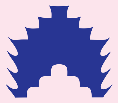 Spiked Crown Silhouette Badge #fce4ec/#283593
