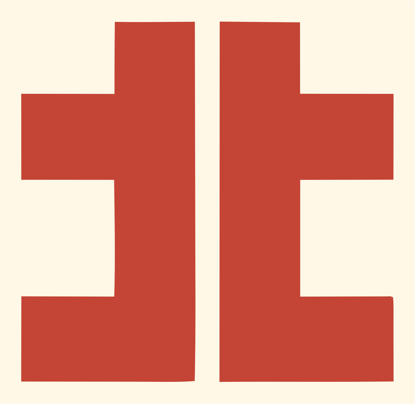 Bold Double Column Crown Mark #fff8e7/#c44536