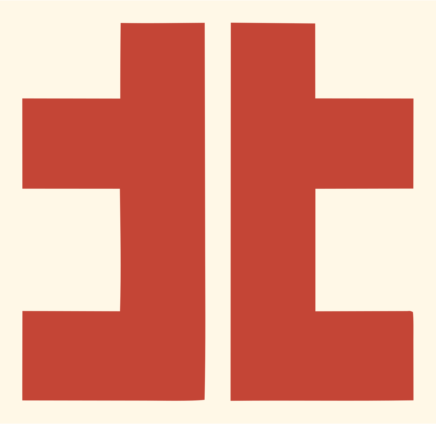 Bold Double Column Crown Mark #fff8e7/#c44536