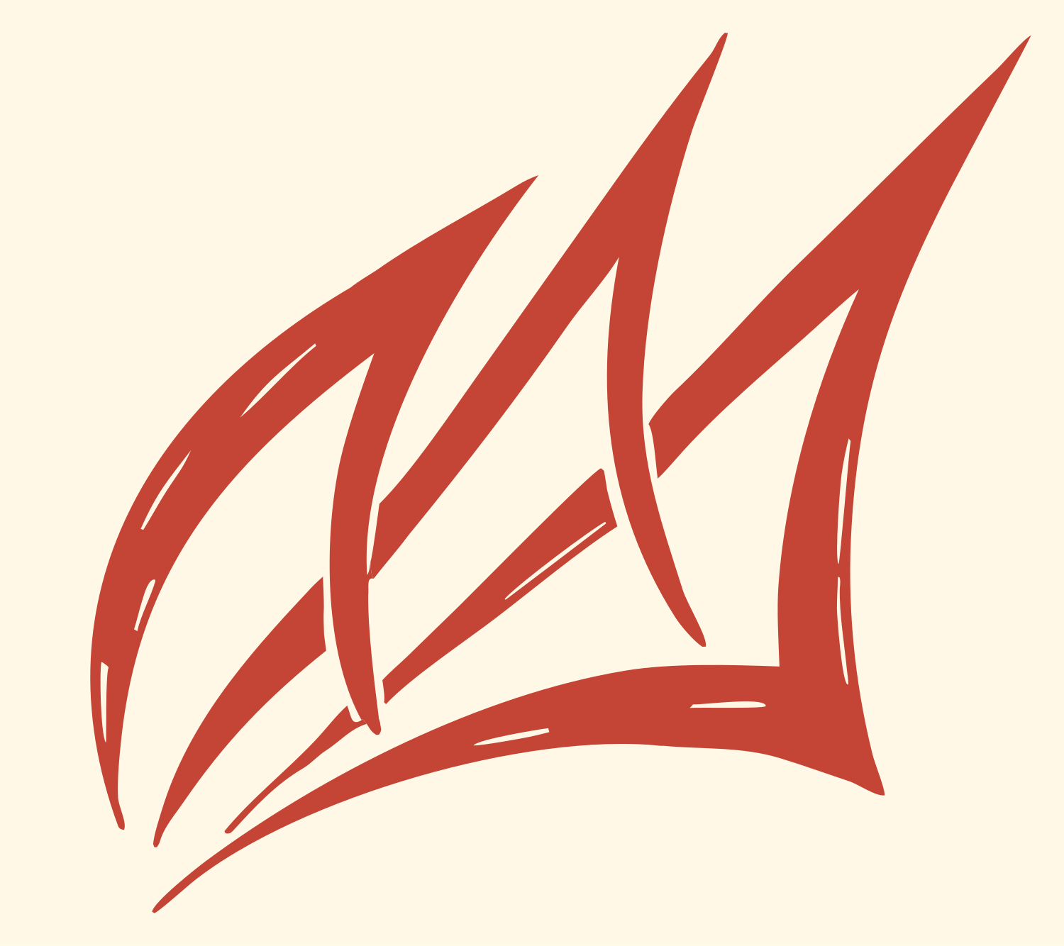 Hand-Drawn Claw Crown Mark #fff8e7/#c44536