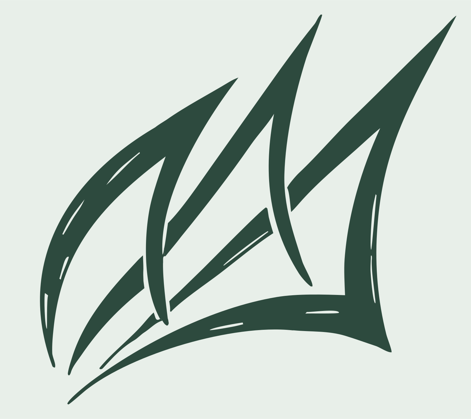 Hand-Drawn Claw Crown Mark #e8efe9/#2d4a3e