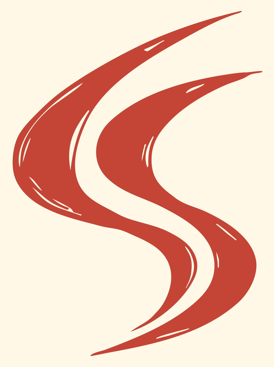 Winding Road Hand-Drawn Mark #fff8e7/#c44536