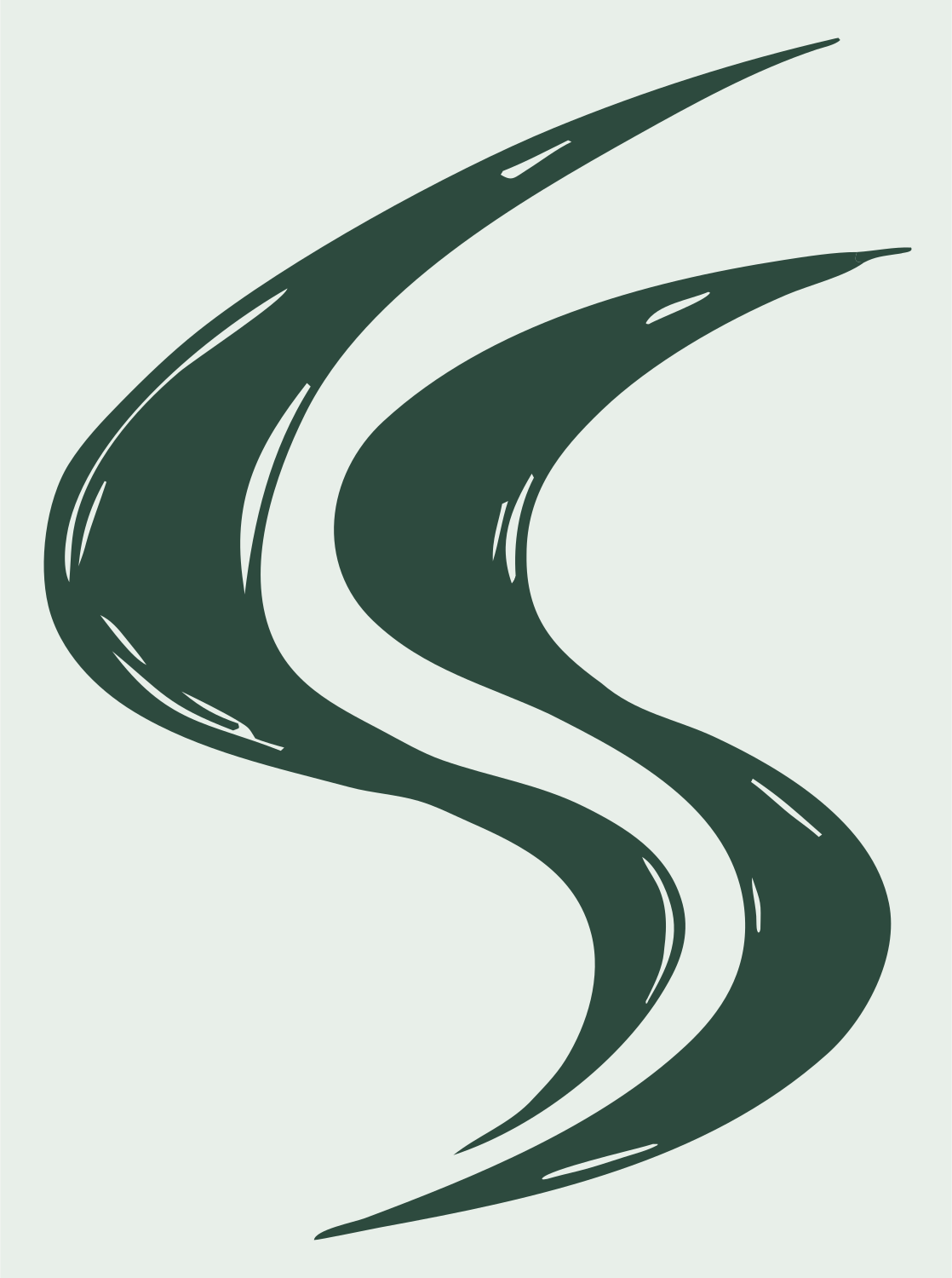 Winding Road Hand-Drawn Mark #e8efe9/#2d4a3e