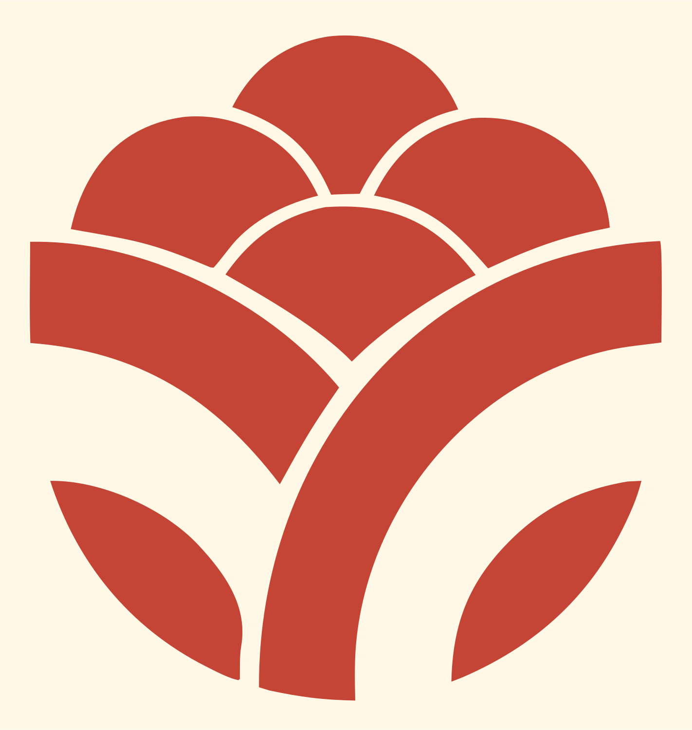 Scaled Crown Bloom Mark #fff8e7/#c44536