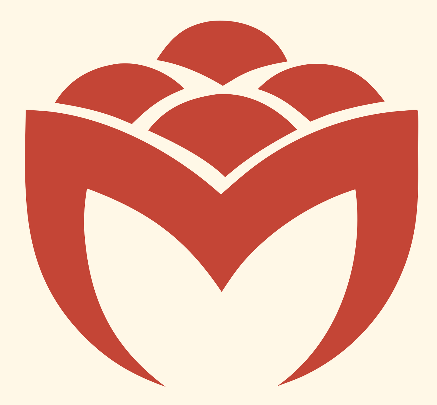 Scalloped Crown Bold Mark #fff8e7/#c44536