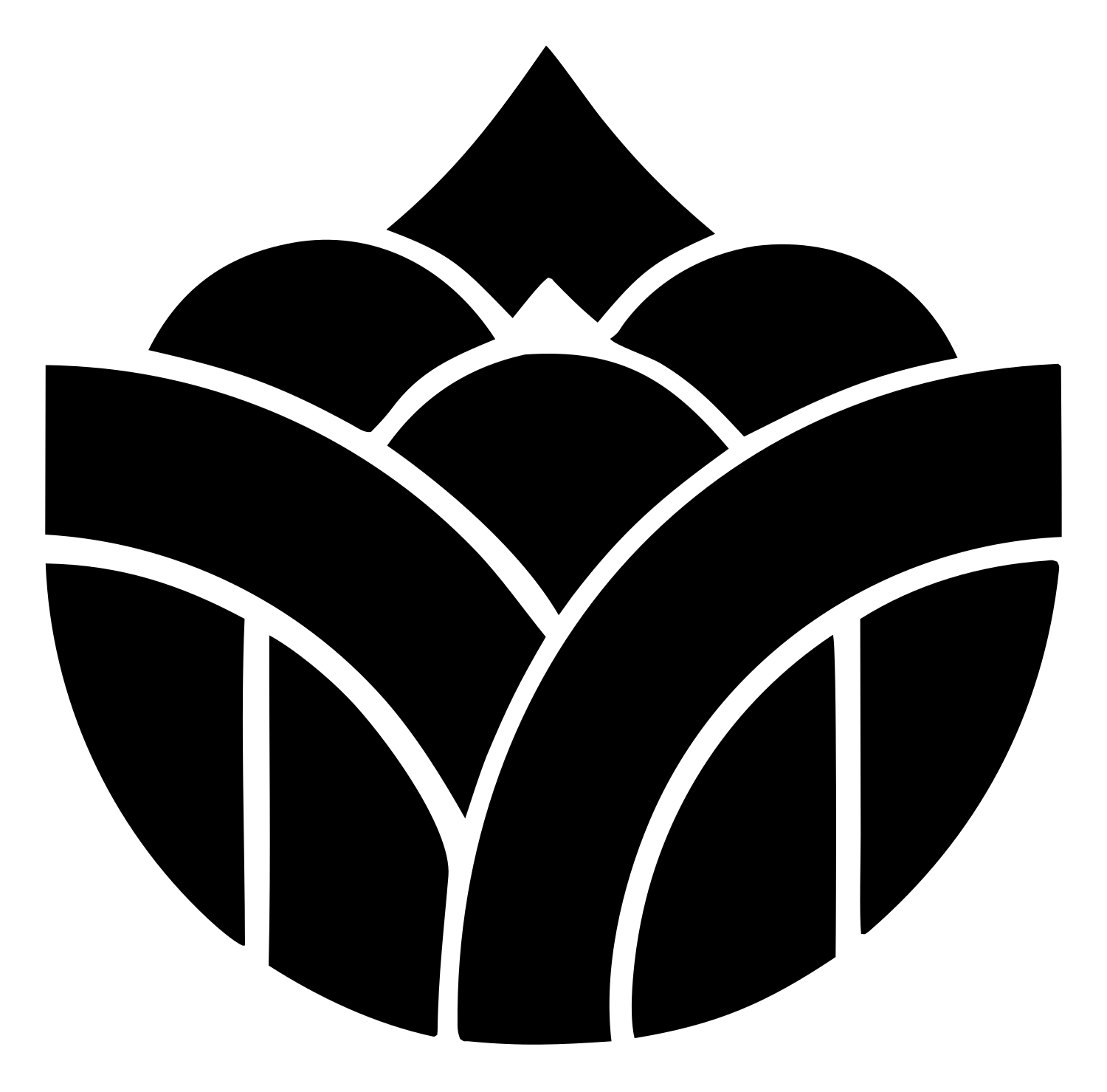 Geometric Lotus Crown Emblem #ffffff/#000000