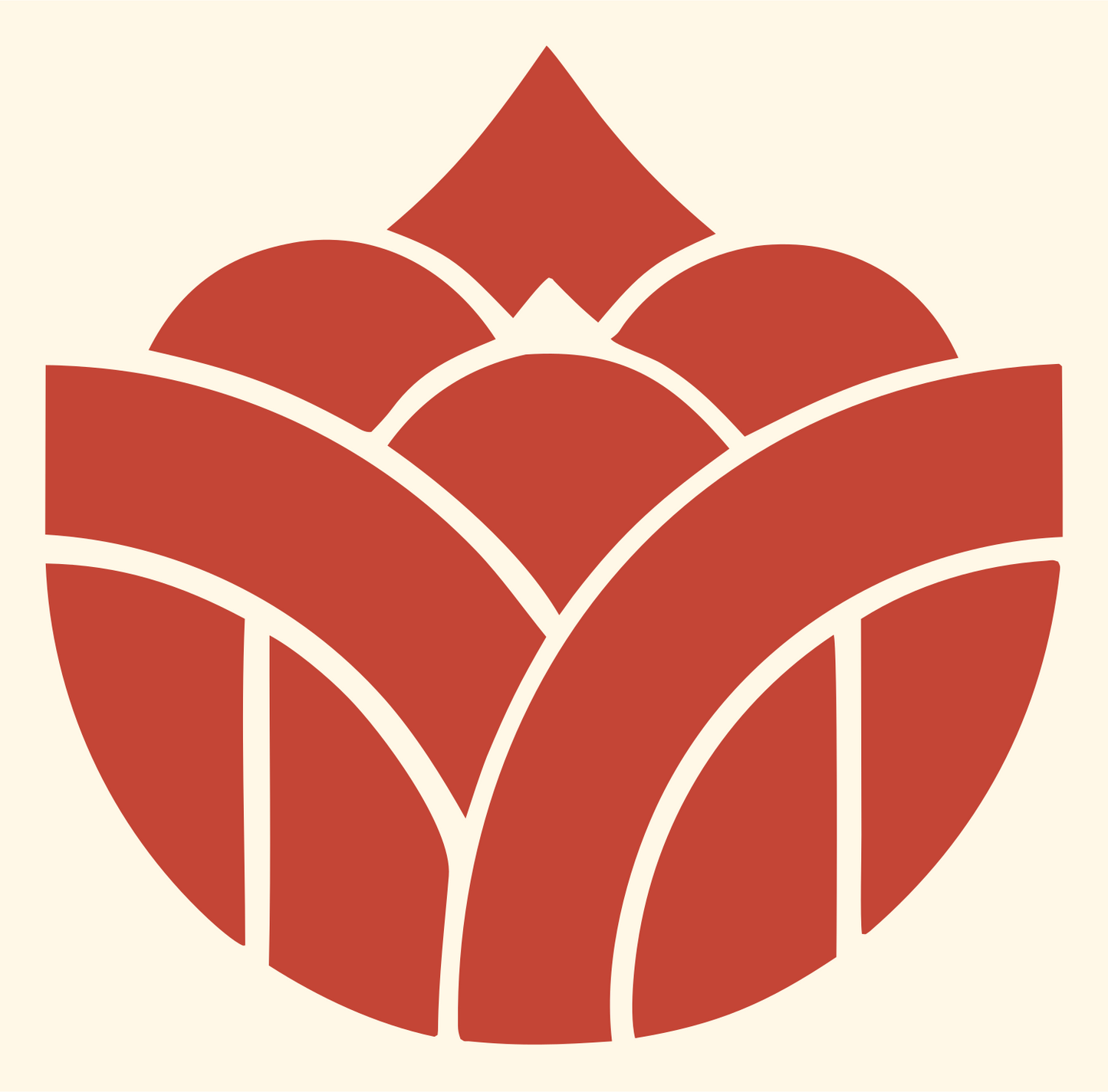 Geometric Lotus Crown Emblem #fff8e7/#c44536