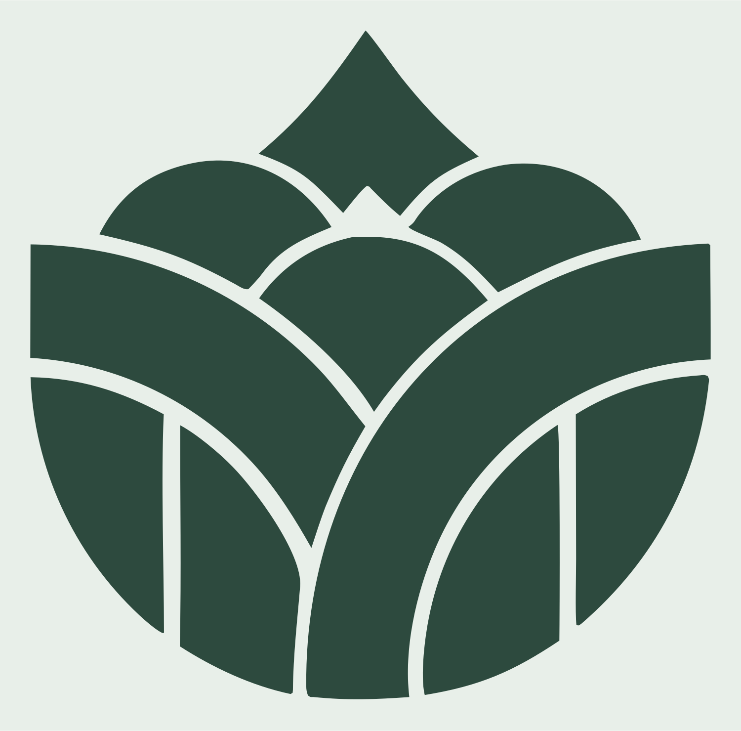 Geometric Lotus Crown Emblem #e8efe9/#2d4a3e