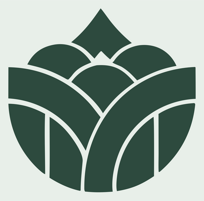Geometric Lotus Crown Emblem #e8efe9/#2d4a3e