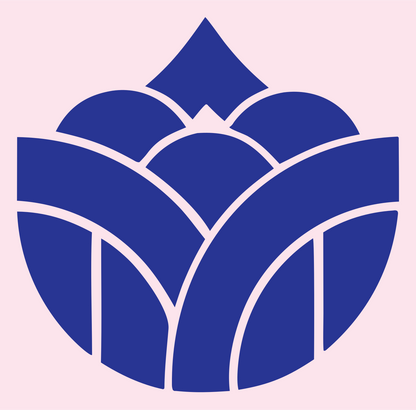 Geometric Lotus Crown Emblem #fce4ec/#283593