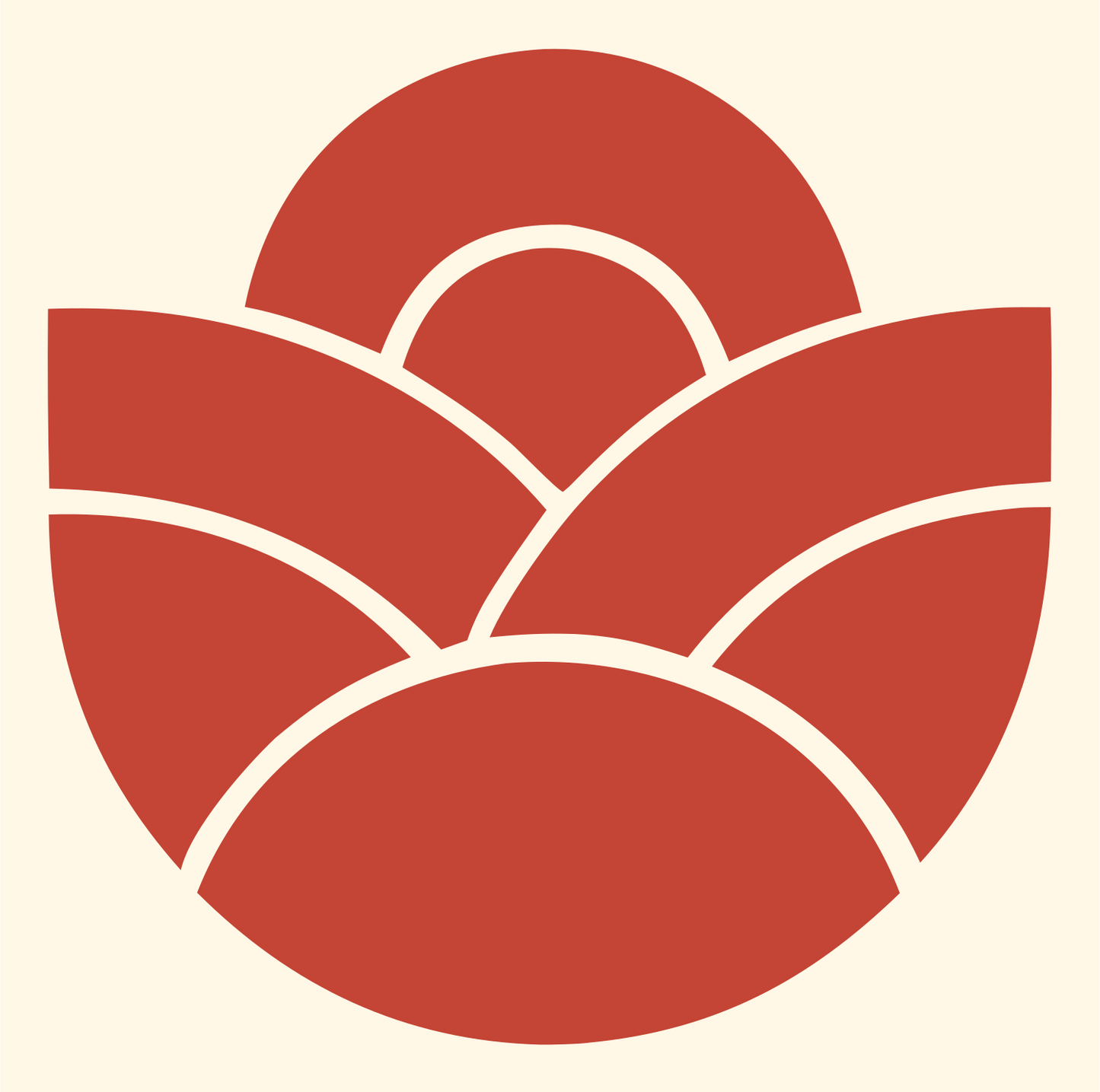 Sunrise Crown Circular Emblem #fff8e7/#c44536