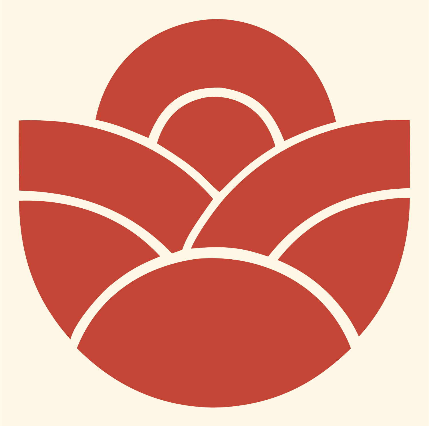 Sunrise Crown Circular Emblem #fff8e7/#c44536