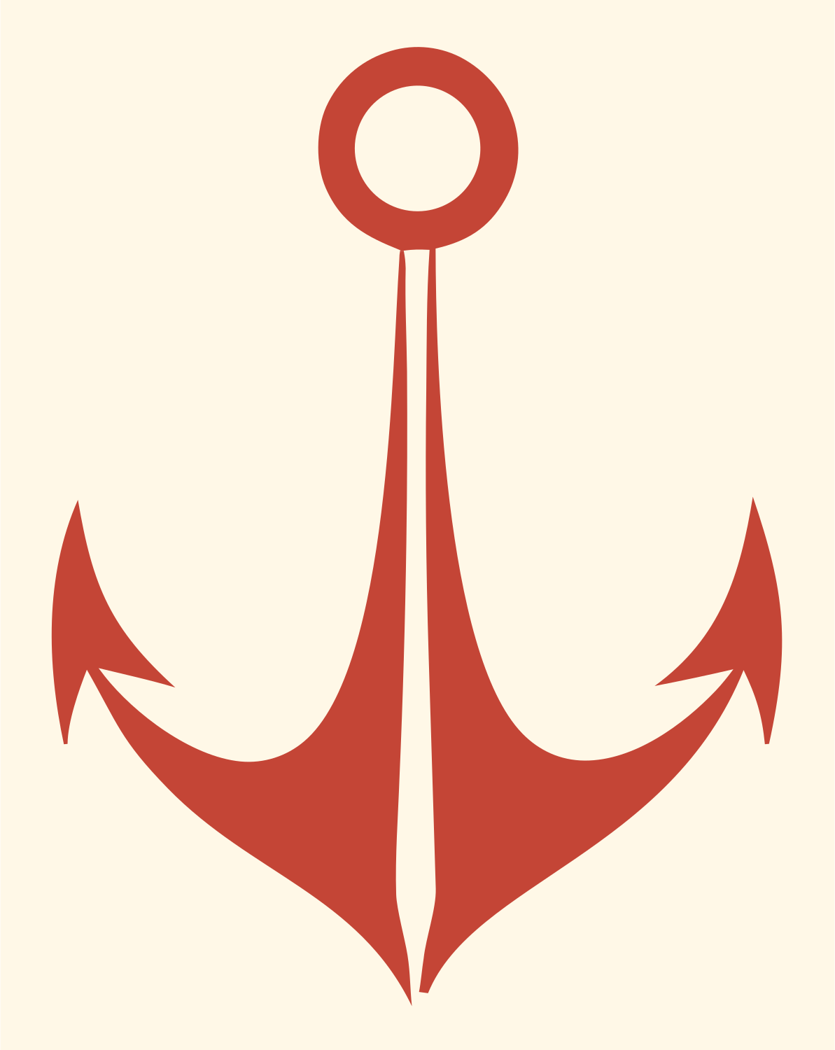 Bold Anchor Sailor Emblem #fff8e7/#c44536