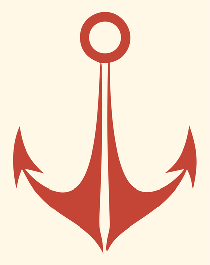 Bold Anchor Sailor Emblem #fff8e7/#c44536