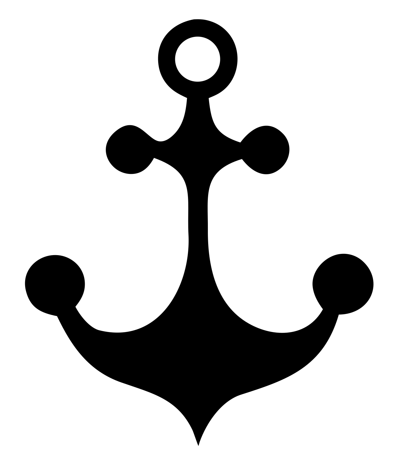 Bold Anchor Rounded Badge #ffffff/#000000