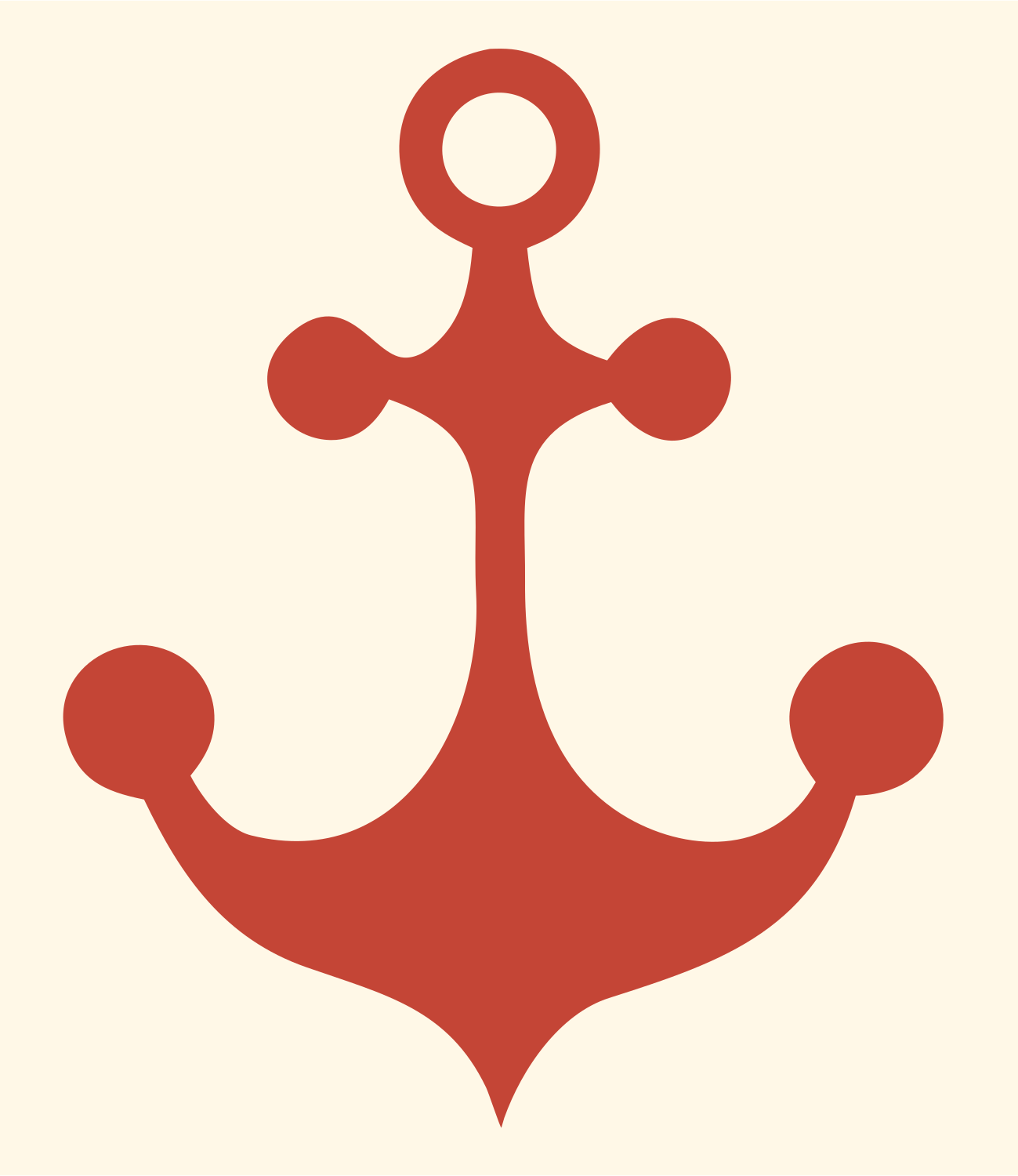 Bold Anchor Rounded Badge #fff8e7/#c44536