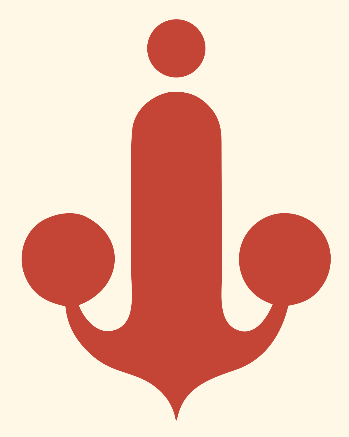 Bold Anchor Circle Logo #fff8e7/#c44536